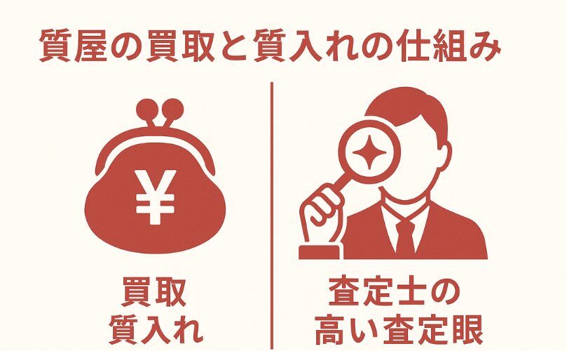 質屋の買取と質入れ仕組み