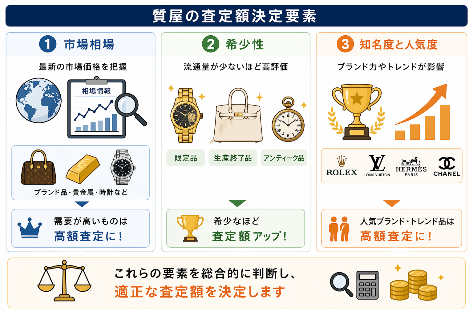 質屋での査定における決定要因