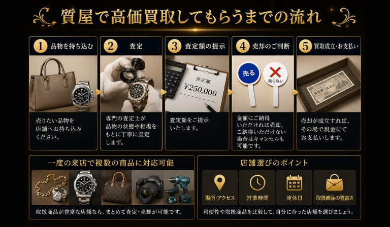 質屋で高価買取してもらうまでの流れ